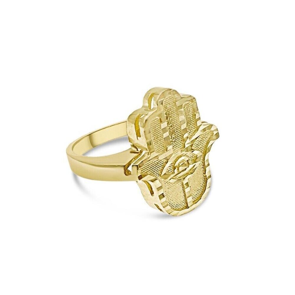 Hamsa Fatima Hand 10k Yellow Gold Ring